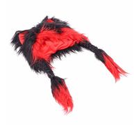 SUPYINI Handmade 'Cat Ears Plush Hat' Soft Faux Fur, Lightweight, Stylish and Innovative, Universal Design, Gift Choice, Suitable for Various Events (Black Red)
