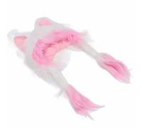 SUPYINI Handmade 'Cat Ears Plush Hat' Soft Faux Fur, Lightweight, Stylish and Innovative, Universal Design, Gift Choice, Suitable for Various Events (White Pink)