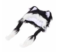 SUPYINI Handmade 'Cat Ears Plush Hat' Soft Faux Fur, Lightweight, Stylish and Innovative, Universal Design, Gift Choice, Suitable for Various Events (Black White)