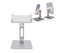SUPYINI Heavy Duty Tablet Stand Adjustable Foldable Phone Holder 360° Rotatable Aluminum Alloy Stand for iOS Tablet with Non-Slip Silicone Pad Ergonomic Wire Holes