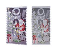 SUPYINI Lighted Christmas Tree Curtain Panel LED Lace Xmas Tree Window Door Curtains Decoration Festive Santa Claus Half Blackout Curtains for Holiday Party Decor (White)