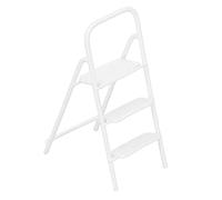 SUPYINI Metal Miniature 3 Step Ladder for Dollhouse, Mini House Accessories Exquisite Texture DIY Fairy Tale Story with Study, Library, Kitchen, Bathroom (White)