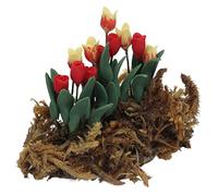 SUPYINI Miniature Artificial Flowers, Lifelike Dollhouse Tulip Moss Lawn Garden Decoration, Suitable for Doll House Balconies, Gardens, Patios