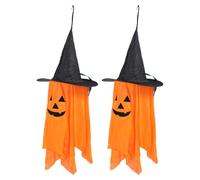 SUPYINI Pack of 2 Ghost Hanging Decorations, Charming and Witch Hat Design, Premium Polyester and Plush, Quick Setup, for Indoor Outdoor Use with a Festive Atmosphere