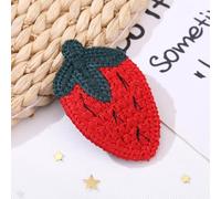 SUPYINI Premium Woolen Yarn Kids Knitting Hair, Lovely Snap Knitting Barrette, Anti Drop Bright Portable, Suitable for Every Hair Type, Great Christmas and New Year (Strawberry)