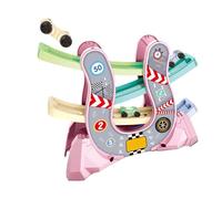 SUPYINI Racing Car Track Ramp Toy Set, Educational Toddler Racing Car Toy, Parking Garage, Develop Hand-Eye Coordination, Play On The Go With Toys (Pink)