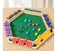 SUPYINI Shut The Box Game 6 Player, Wooden Dice Board Game, 2-6 Player Family Wooden Board Table Math Games with 12 Dices for Classroom Home Party (B)