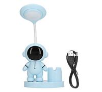 SUPYINI Small Desk Lamp, Kids Desk Lamp, Cartoon Astronaut Shape Rechargeable Desk Lamp with Pen Holder Sharpener for Dorm Bedroom (Blue)