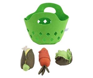 SUPYINI Soft Plush Vegetable Basket Playset for Kids with Stuffed Vegetable Toys, Carrot Cabbage Corn, Including
