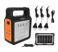 SUPYINI Solar Power Bank 6000mAh Portable Power Station Solar Generator with 32 LED Panel Light 3 Bulbs USB Flash Drive Support for Camping Travel Outdoor Activities