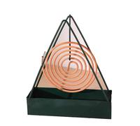 SUPYINI Triangular Metal Coil Holder, Holder for Citronella Incense Coils, Widened Base Made of Thick Iron to Prevent Scalding, Hanging Incense Coil for Home (Green)