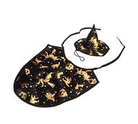 SUPYINI Wizard Hat, Cape Set, Black and Gold Halloween Pet Costume, for Halloween Family Gatherings, Parties, Photo Shoot with Premium Polyester Material