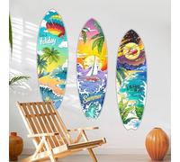 Supzone 3 Sets Surfboard Wall Stickers, Summer Beach Holiday Wall Decals Removable Vinyl Art Stickers for Kids Children Baby Toddler Nursery Bedroom Classroom Living Room Office Hall Decor