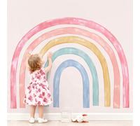 Supzone 56"x43" Large Rainbow Wall Stickers for Girls Watercolor Rainbow Wall Decals Peel and Stick Vinyl Wall Art Decor for Kids Bedroom Nursery Living Room Playroom