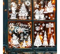 Supzone 9 Sheets Christmas Window Stickers Snowman Window Decorations Double-Sides Christmas Tree Window Clings Snowflake Decal for Glass Home Doors Bedroom