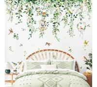 Supzone Hanging Vine Leaves Wall Stickers Eucalyptus Flower Leaf Plants Wall Decals Green Wall Art Decor for Living Room Bedroom Sofa TV Background Decor