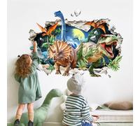 Supzone Large 3D Dinosuar Wall Stickers Triceratops Tyrannosaurus Wall Decals T-Rex Dino Wall Art for Boys Baby Kids Room Nursery Playroom Bedroom Decor