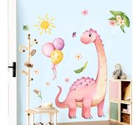 Supzone Large Dinosaur Wall Stickers for Girls Bedroom Pink Dinosaur Wall Decals Dino Wall Art Decor for Baby Girls Nursery Kids Bedroom Living Room Toddlers