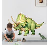 Supzone Large Dinosuar Wall Stickers Releastic Triceratops Wall Decals Dino Wall Art Decor for for Kids Bedroom Baby Nursery Playroom Classroom