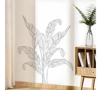 Supzone Simple Tropical Plants Wall Stickers - Black and White Sketch Palm Leaves Wall Decals, Minimalist Line Art Decor for Bedroom, Living Room, Kitchen, Sofa, TV Backdrop Decoration