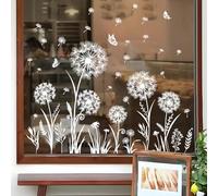 Supzone Spring Summer Flowers Window Stickers White Dandelion Butterflies Window Decals Double-Sided Anti-Collision Window Clings for Home Office Classroom Decor