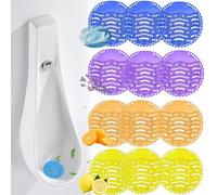 SUQ 12PCS Urinal Screen Deodorizer, Splash Mats, Urinal Screen Deodorizer Mats, Splash Free Urinal Mats, Odor Neutralizer Urinal Screens, Ocean, lemon, orange, lavender flavor, for Restrooms, Office