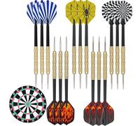 SUQ 15 Pack 14G Steel Tip Colorful Darts, Aluminium Shafts Metal Dart Set (5 Colors), Beginners Home Darts, Brass Barrels and Dart Sharpener, for Rec Room, Man Cave, Bar and Game Room