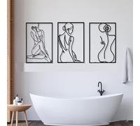 SUQ 3 Pcs Metal Wall Art Decor, Minimalist Abstract Woman Wall Decor, Modern Line Drawing Wall Art Decor, for Living Room, Bedroom, Minimalistic & Aesthetic Room Decor, Bathroom Wall Art (Styles F)