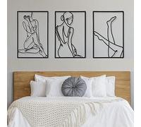 SUQ 3 Pcs Metal Wall Art Decor, Minimalist Abstract Woman Wall Decor, Modern Line Drawing Wall Art Decor, for Living Room, Bedroom, Minimalistic & Aesthetic Room Decor, Bathroom Wall Art (Styles G)