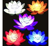SUQ 5 Pieces Lotus Lamp for Outdoor, Waterproof LED Garden Light, Artificial Lotus Floating Light, Floating Flower Lantern, Decoration Lighting for Garden, Yard, Swimming Pool, Pond, Fountain, 18CM