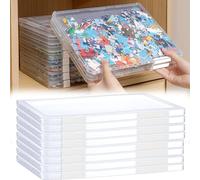SUQ 8PCS File Storage Box, A4 File Portable Project Case, Storage Boxes with Lid, for Office Essentials Tools Arts Crafts Supplies