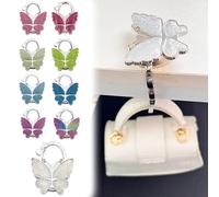 SUQ 9 Pack Foldable Purse Hooks for Table, Portable Handbag Hooks, Mini Heavty Duty Handbag Hangers, Metal Bag Hanger for Storage, Desk, Restaurant Office Coffee Shop, for Women Girls (Butterfly)
