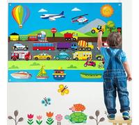 SUQ City Traffic Story Board Set, Interactive Felt Board for Kids, Toddlers Gift, Toy for 3-6 Year Olds