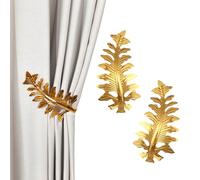 SUQ I OME 1 Pair Big Leaf Curtain Holders Novelty Fashion Curtain Hook U Shape Wall Hook Simple Modern Curtain Holdbacks (Golden)