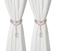 SUQ I OME 1 Pair of Luxury Crystal Beaded Magnetic Curtain Tieback and Holdback Curtain Clips Curtain Buckle Curtain Holder Blingbling Curtain Holdbacks for Drapes,Pink