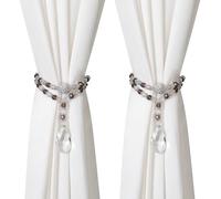 SUQ I OME 1 Pair of Luxury Crystal Beaded Magnetic Curtain Tieback and Holdback Curtain Clips Curtain Buckle Curtain Holder Blingbling Curtain Holdbacks for Drapes,Gray
