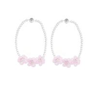 SUQ I OME 2 Pack Crystal Beaded Magnetic Curtain Tieback with 3 Pieces of Flora, Curtain Clips Buckle Curtain Holder Blingbling Curtain Holdbacks(Pink)