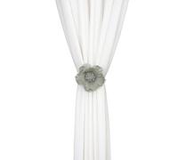 SUQ I OME 2 Pack of Curtain Tiebacks, Elegant Pearl Magnetic Curtain Tieback with Handmade Flower Decorative Drapery Holdbacks Rope Holder for Home, Office,Green 10cm