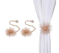 SUQ I OME 2 Pack of Handmade Crystal Pearl Beaded Magnetic Flower Curtain Tieback Holdback for Drapes