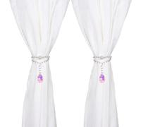 SUQ I OME 2 Pack of Luxury Crystal Beaded Magnetic Curtain Tieback and Holdback Curtain Clips Curtain Buckle Curtain Holder Blingbling Curtain Holdbacks for Drapes