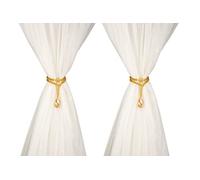 SUQ I OME 2 Pack of Luxury Crystal Beaded Magnetic Curtain Tieback and Holdback Curtain Clips Curtain Buckle Curtain Holder Blingbling Curtain Holdbacks for Drapes,Champagne