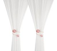 SUQ I OME 2 Pieces Handmade Artificial Flower Curtain Holdbacks,Curtain Tiebacks Clips Creative Window Drape Twist Tie Backs European Style Curtain Holders Decorative Draperies Holdbacks (Pink)
