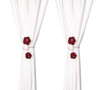 SUQ I OME 2 Pieces Handmade Artificial Flower Curtain Holdbacks,Curtain Tiebacks Clips Creative Window Drape Twist Tie Backs European Style Curtain Holders Decorative Draperies Holdbacks (Wine Red)