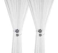 SUQ I OME Artificial Rose Flower Curtain Holdbacks, Blue,1 Pair | Handmade, European Style, Creative Window Drape Twist Tie Backs, Decorative Draperies Holdbacks