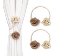 SUQ I OME Curtain Ropes Tiebacks, 2 Pack Boho Farmhouse Curtain Holdbacks for Thin Window Draperies (Large)