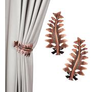 SUQ I OME European Big Leaf Curtain Tiebacks Window Holdback Novelty Fashion Curtain Hook U Shape Wall Hook Simple Modren Curtain Holdbacks 1 Pair Red Bronze Leaf