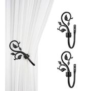 SUQ I OME Leaf Shaped Curtain Holdbacks, Black, 1 Pair