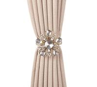 SUQ I OME Luxury Big Crystal Magnetic Curtain Tieback Flower Curtain Holaback Clips Buckle with Stretchy Wire Rope for Home Office Decoration (Bronze A,1Piece)