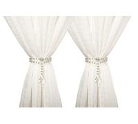 SUQ I OME Luxury Crystal Beaded Magnetic Curtain Tieback, Crystal | 1 Pair, Holdback Curtain Clips, Curtain Buckle, Curtain Holder, Blingbling