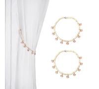 SUQ I OME Ocean Theme Coastal Seashell Beaded Magnetic Curtain Tiebacks Holdback with Conch Decorations for Your Curtain Decoration (Pink Seashell)